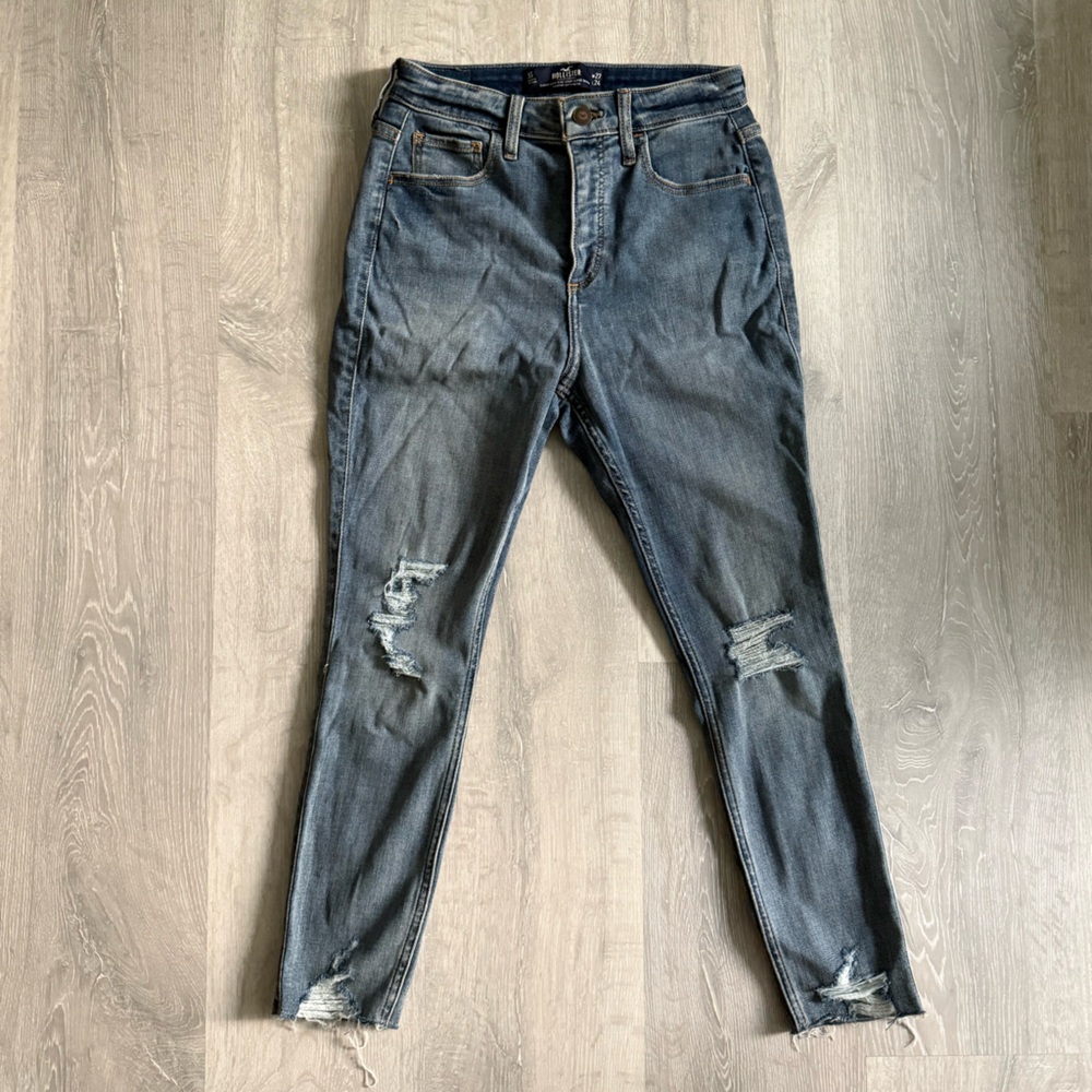 Hollister Dark Blue Distressed Skinny Jeans